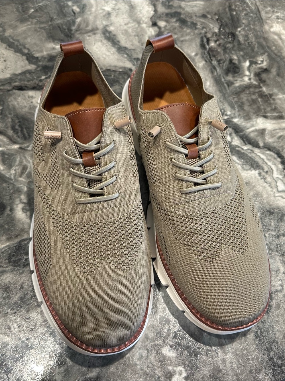 Amazon Men's Knit Slip-On Sneakers in Taupe Size 10.5
